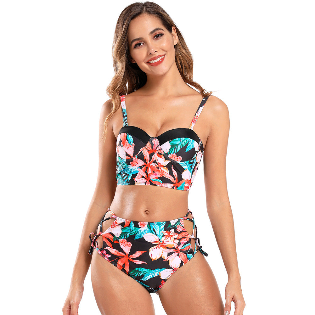 Wholesale High Waist Printed Nylon Swimwear